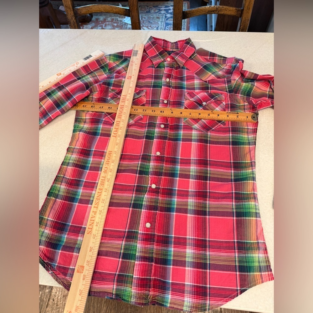 Polo Ralph Lauren Madras Western Red and Green Plaid Shirt - Picture 10 of 11